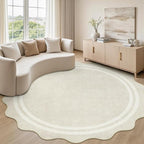 Round Area Rugs 6ft for Bedroom, Ivory Washable Circle Rug Soft Non Slip Floor - Image 2