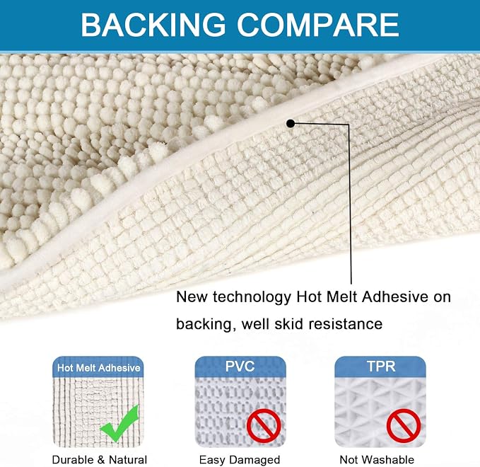H.VERSAILTEX Bath Mats for Bathroom Non Slip Luxury Chenille Striped Bath Rug - Image 4