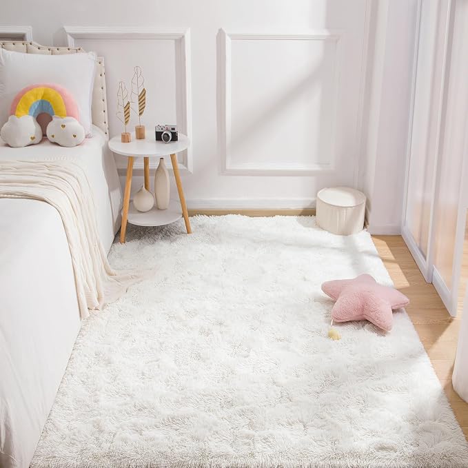 BENRON White Fluffy Rugs for Living Room 4x6, Soft Cream Area Rug for Kids - Image 5