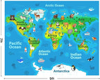 Kids Playroom Rug, 7x9ft World Map Play Mat - Image 2