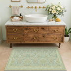 2x4 Small Green Kitchen Rugs Non Slip, Floral & Botanical Shabby Chic Washable - Image 6