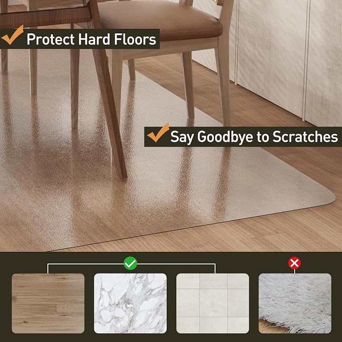 Clear Plastic Area Mat for Under Dining Table, Anti-Spill Hard Floor Protector - Image 4