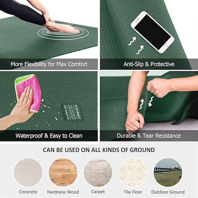 GXMMAT Large Yoga Mat 6'x4'/6'x6'/7'x5', Extra Thick Workout Mats - Image 4