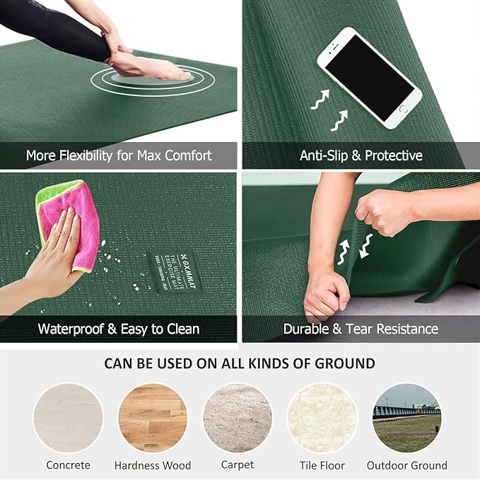GXMMAT Large Yoga Mat 12'x6'/10'x6'/6'x8', Extra Thick Workout Mats - Image 4