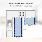 Arenarug Scalloped Navy Blue Kitchen Mats Rugs Sets of 2 Cushioned Anti Fatigue - Image 2