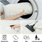Soft Fluffy Area Rug for Bedroom, Cream White Fuzzy Shaggy Oval Throw Rugs for - Image 7