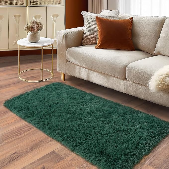 Soft Runner Rugs for Bedroom Hallways New Upgraded Non-Slip Bottom, 2x4 Green - Image 3