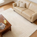 5x7 Geometric Solid Beige Area Rug – Washable, Durable Non-Slip Indoor Carpet - Image 7