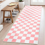Terrug Pink and White Checkered Area Rug - Image 4