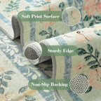 Wonnitar Washable Floral Round Rug, 6ft Sage Green Round Area Rugs - Image 4