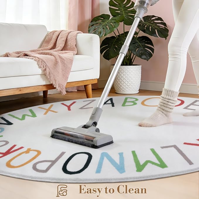 Topotdor Oval Kids Play Rug Alphabet Nursery Area Rug Extra Large Soft Crawling - Image 7