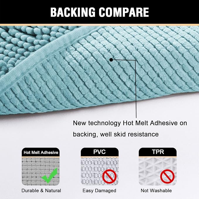 H.VERSAILTEX Microfiber Bath Rugs Chenille Floor Mat Ultra Soft Washable - Image 6