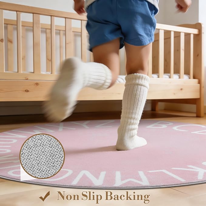 Topotdor Oval Kids Play Rug Alphabet Nursery Area Rug Extra Large Soft Crawling - Image 6