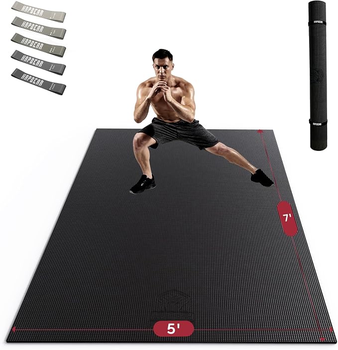 HAPBEAR Large Exercise Mat-7'x5'/6'x8'/6'x9'/6'x10'/6'x12'x8mm, Ultra Durable by HAPBEARFitness