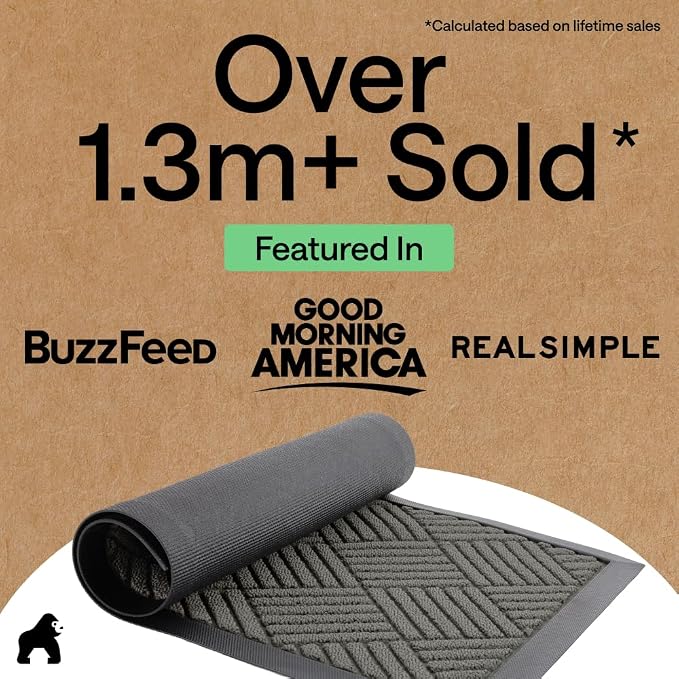 GORILLA GRIP 100% Waterproof All-Season WeatherMAX Doormat, US Designed Natural - Image 4