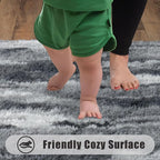 Soft Runner Rugs for Bedroom Hallways, 2x6 Abstract Grey Fluffy Shag Throw Area - Image 7