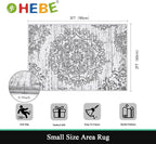 HEBE Indoor Door Mat 2'x3', Washable Distressed Boho Small Area Rug, Non Slip - Image 2