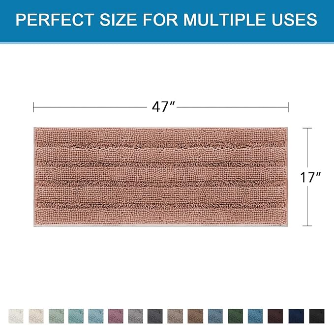 H.VERSAILTEX Bath Rugs for Bathroom Non Slip Bath Mats Extra Thick Chenille - Image 2