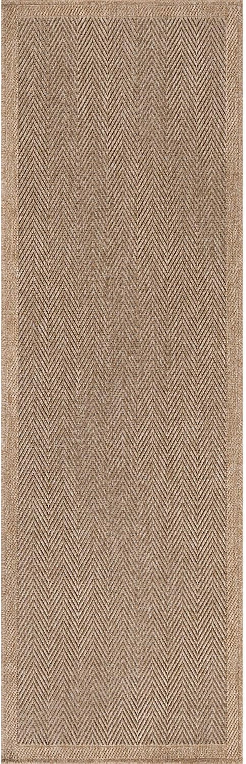 CAMILSON Indoor and Outdoor Runner Rug Natural Herringbone Seagrass Boho Design - Image 2
