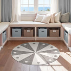 jinchan 5ft Round Rug Grey Washable Fun Cute Playroom Mat Non Slip Cheerful - Image 9