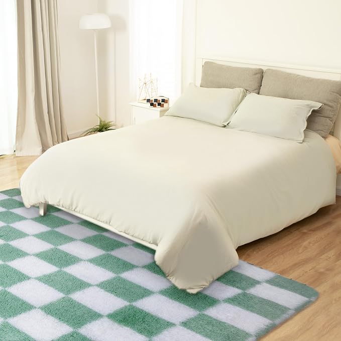 Super Soft Rug for Bedroom, 5x7 ft Sage Green and White Area Rug Classic - Image 8