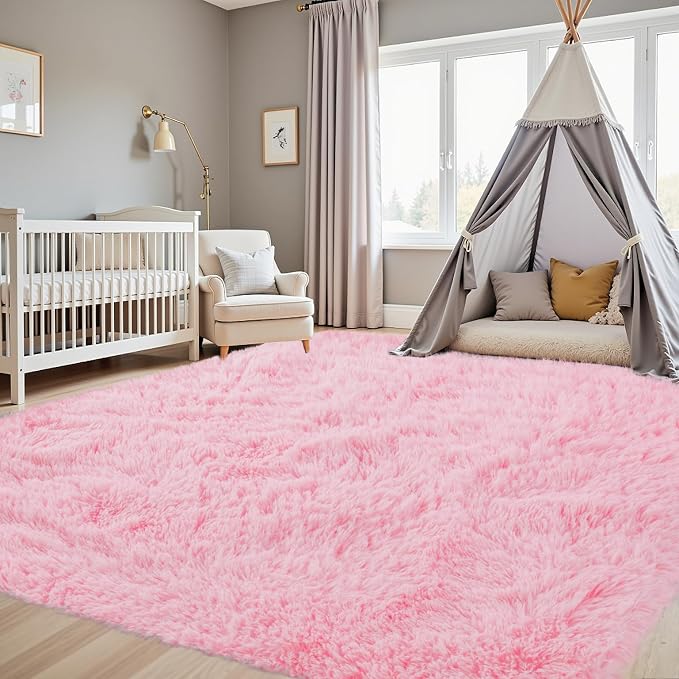 6x9 Area Rugs for Living Room Rug: Soft Fluffy Shag Light Pink Rugs for Bedroom - Image 9