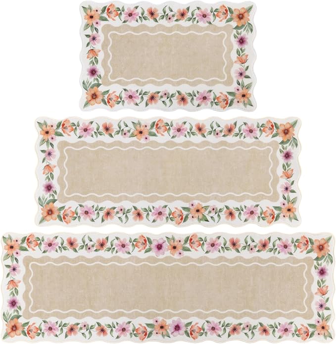 Vaukki Boho Kitchen Rug Sets 3 Pieces, Washable Kitchen Mats - Image 8