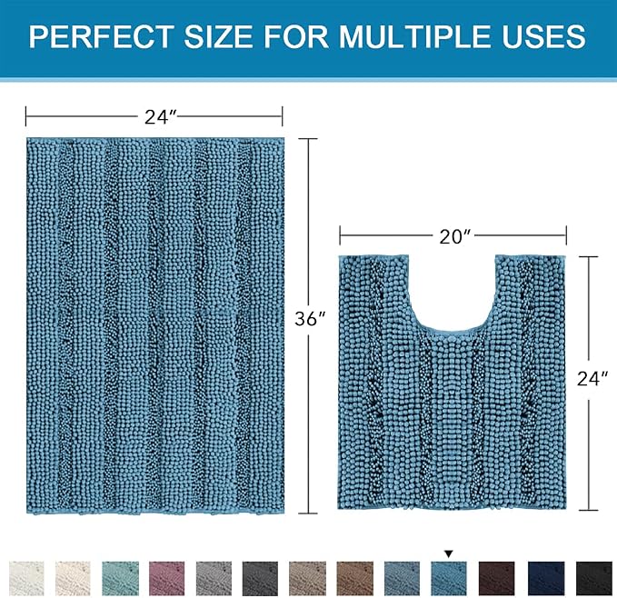 H.VERSAILTEX Bathroom Rugs Bath Rug Set 2 Piece Bathroom Contour Rug Toilet Mat - Image 2