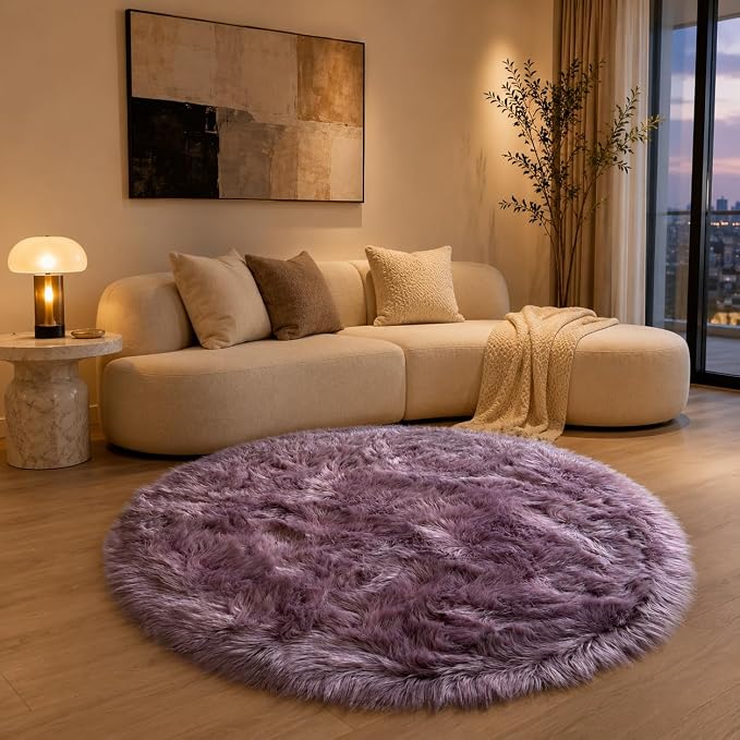 EasyJoy Faux Sheepskin Rug, Fluffy Faux Fur Rug, Ultra Soft Shag Area Rug - Image 5