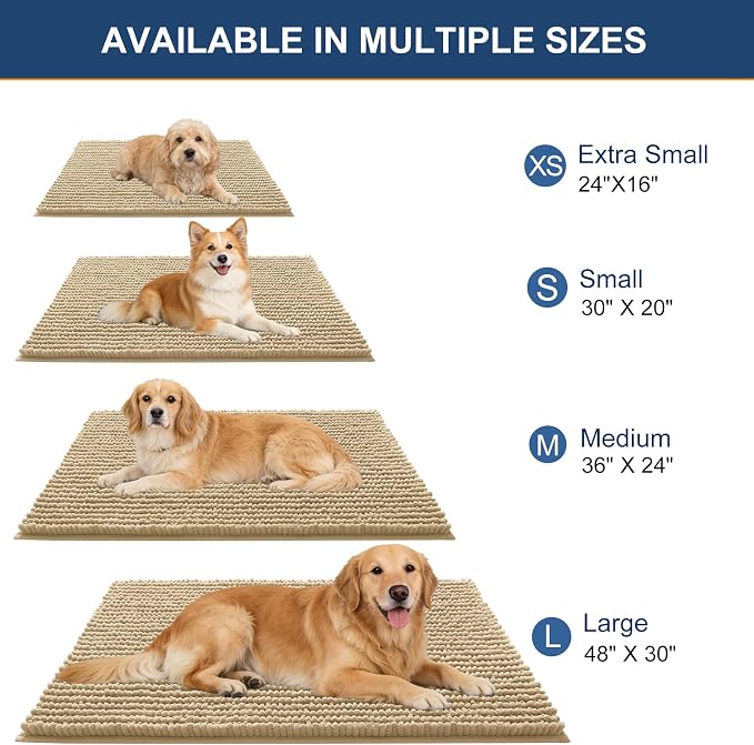OLANLY Dog Door Mat for Muddy Paws 44x32, Ultra Absorbent Chenille Mud Doormat - Image 2