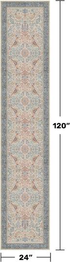 Hazo Haus Soft Red Blue 2x10 Long Hallway Runner Rug, Boho Farmhouse Rug - Image 2