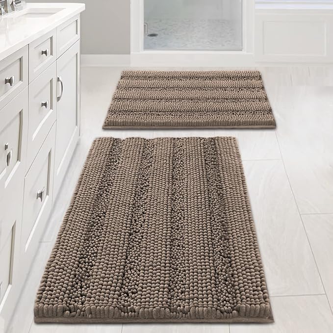 H.VERSAILTEX Bathroom Rugs Sets 2 Piece Non Slip Thick Shaggy Chenille Bathroom by HVERSAILTEX