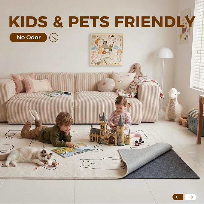 Rug Pad 10 x 14 Ft Non-Slip, Felt and Natural Rubber Backing, 1/4" Thick - Image 3