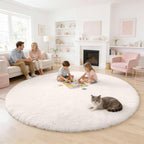 OLANLY Ivory Round Rugs for Bedroom - Image 5