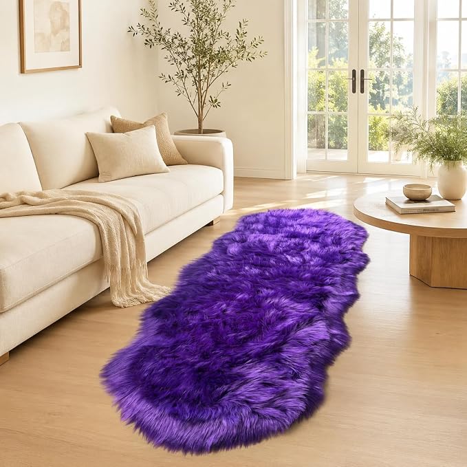 EasyJoy Faux Sheepskin Rug, Fluffy Faux Fur Rug, Ultra Soft Shag Area Rug - Image 6