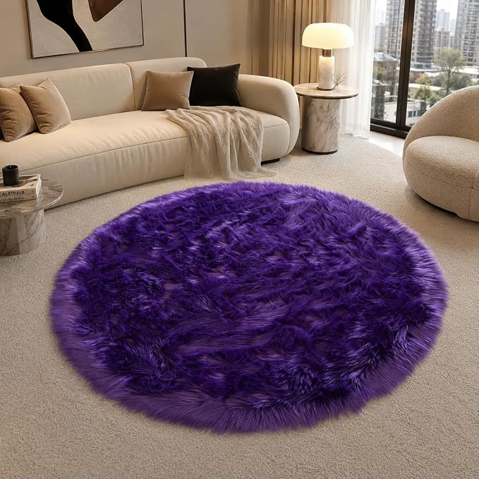 EasyJoy Faux Sheepskin Rug, Fluffy Faux Fur Rug, Ultra Soft Shag Area Rug by EasyJoy