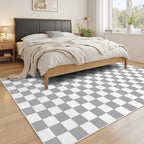 Terrug Grey and White Checkered Rug - Image 2