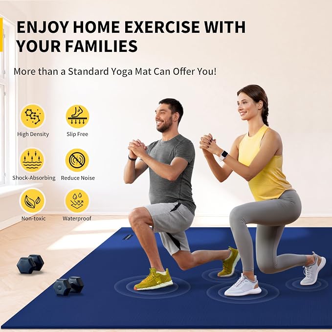 CAMBIVO Large Exercise Mat for Home Workout, Shoe-Friendly, Non-Slip Gym Mat - Image 4
