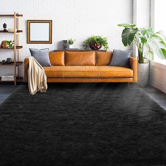 ISEAU Black Rug Super Soft Shaggy 4x6 Feet Rugs - Image 8