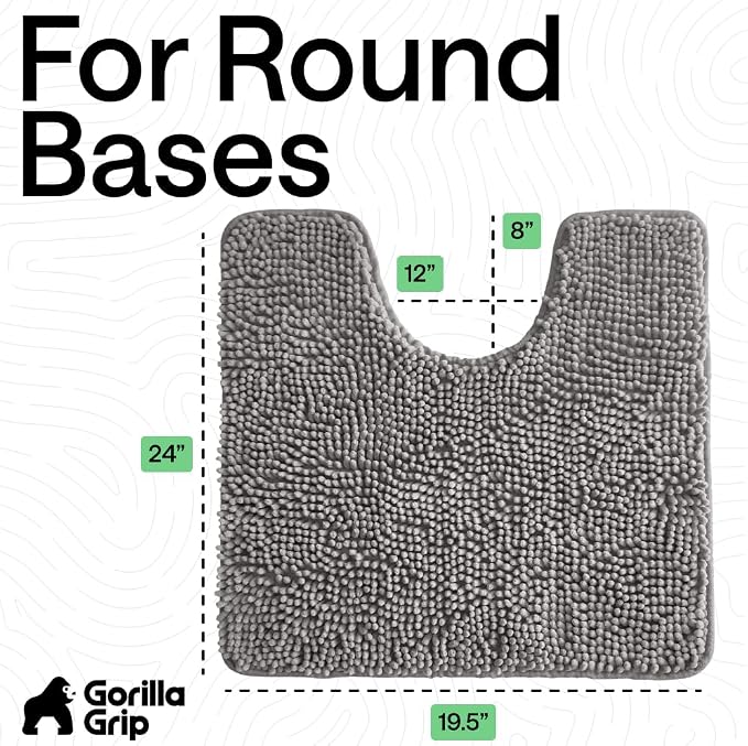 GORILLA GRIP Plush Absorbent Shaggy Chenille Bath Rug Mat - Image 2