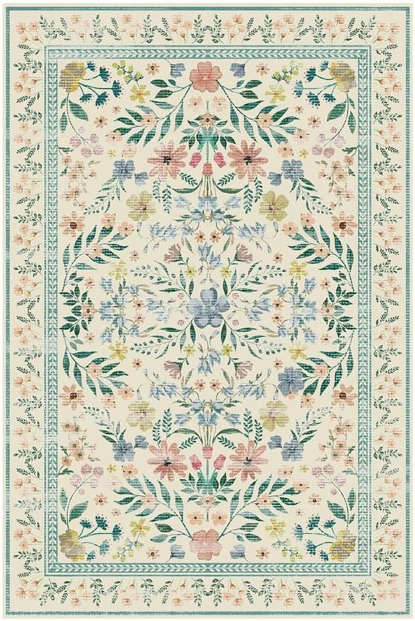 Rugxara Floral Rug for Living Room Bedroom, 4x6 Washable Rug, Large Non Slip - Image 9