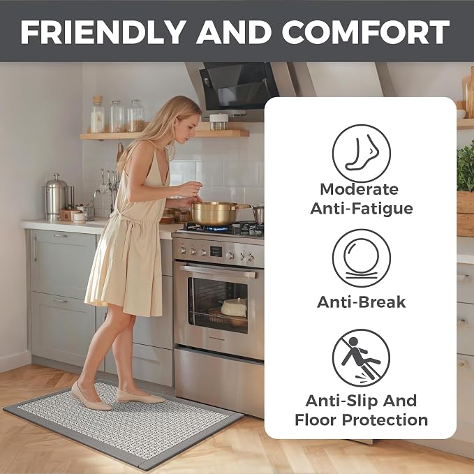 YDKGL Kitchen Rugs Mat Non Slip Washable, 0.4" Thick Anti Fatigue Cushioned - Image 3