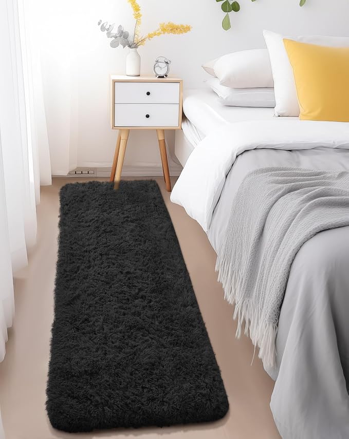 Ophanie Runner Rug for Hallway, 2x6 Bedroom Black Runner Rugs, Non Slip Fluffy - Image 5