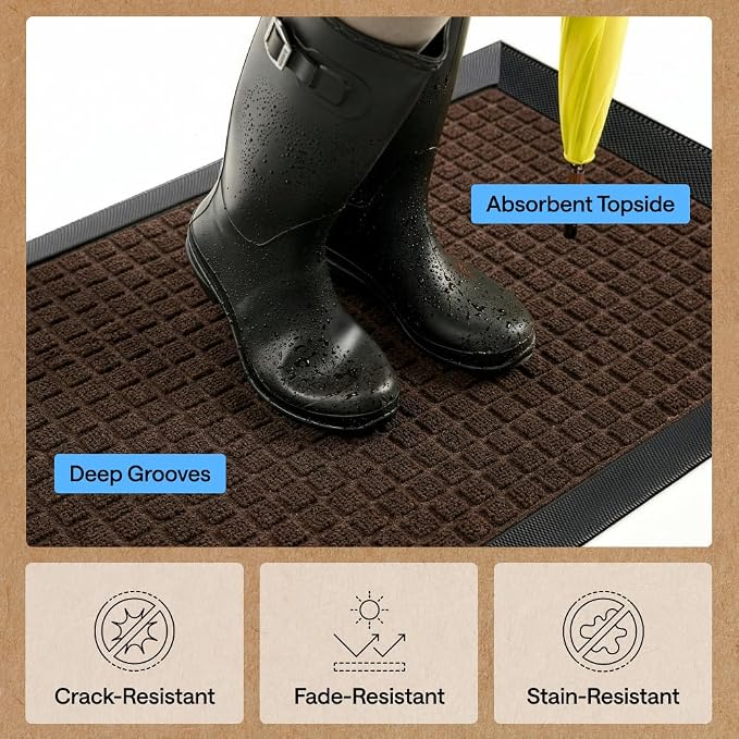 GORILLA GRIP 100% Waterproof All-Season WeatherMAX Doormat 35x23, US Designed - Image 5