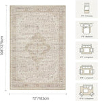 Rugxara 6x9 Washable Area Rug for Living Room, Vintage Neutral Large Boho Rugs - Image 2