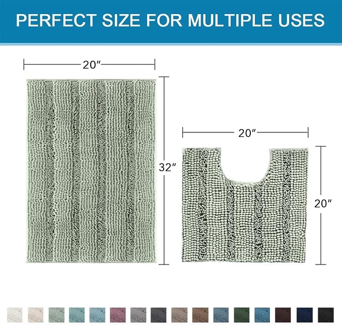 H.VERSAILTEX Bathroom Rugs Bath Rug Set 2 Piece Bathroom Contour Rug Toilet Mat - Image 2