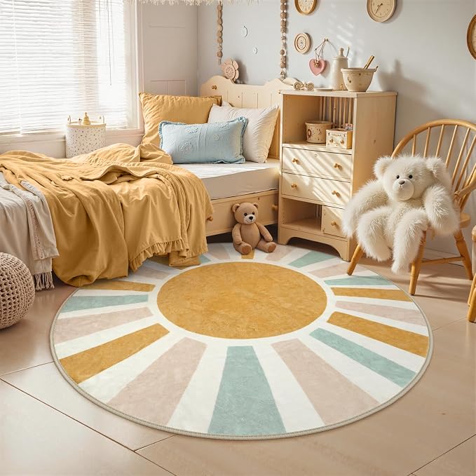 LIVEBOX Washable Boho Rug 6ft Large Round Rug - Image 7