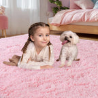 qulint 10x14 Area Rugs for Living Room, Large Fluffy Pink Rugs for Bedroom - Image 2