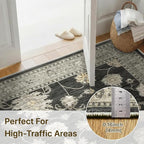 2x6 Runner Rug for Entryway Hallway-Vintage Farmhouse Boho Floral Neutral - Image 2