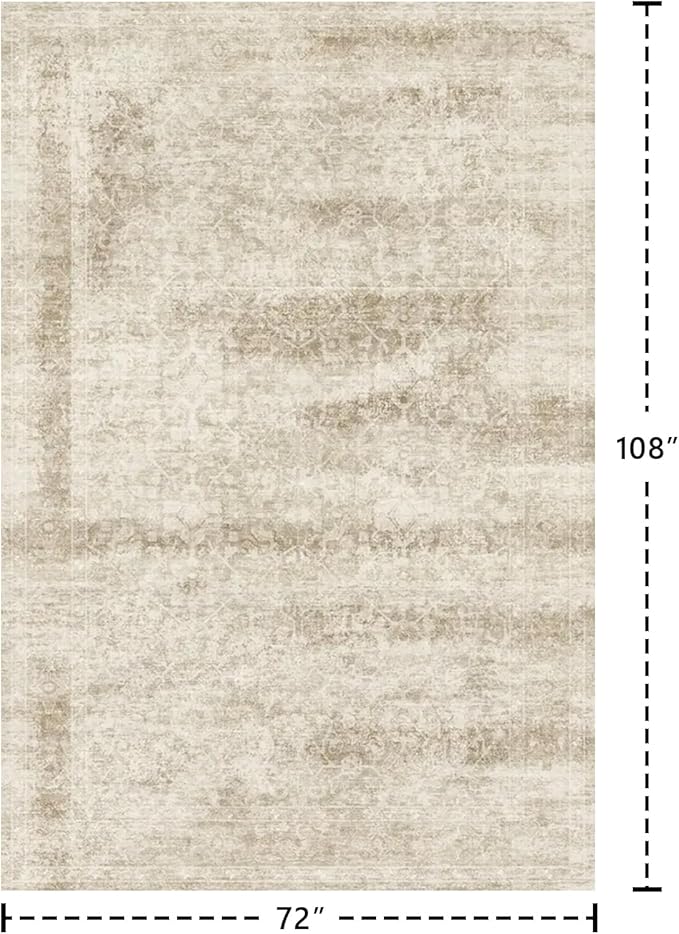 Latte&Fog 6x9 Area Rugs for Living Room, Large Vintage Beige Washable Rug - Image 2
